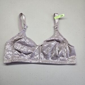 Bali Women Bra 36B Lavender Floral Bralette Wireless Bow Lace NWOT
